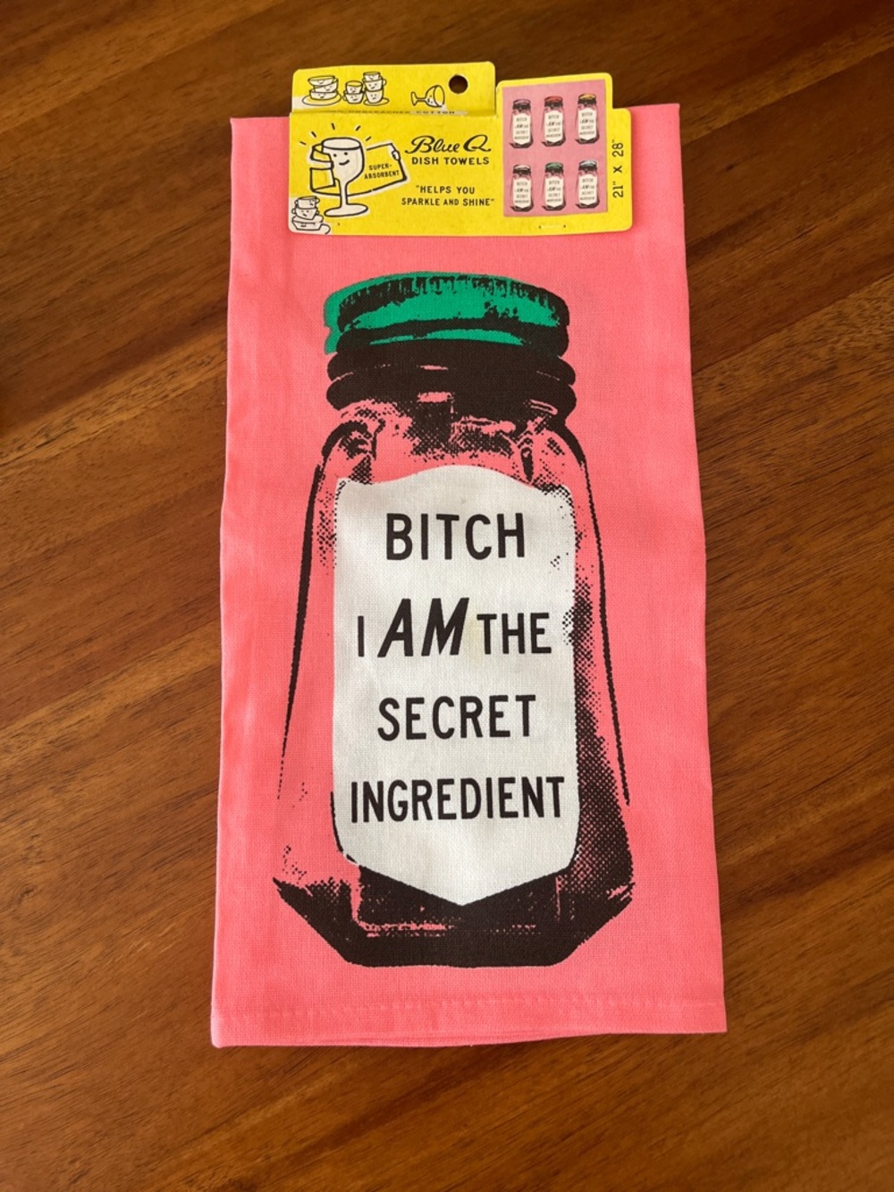 Blue Q Pink Kitchen Towel with Jar Graphic